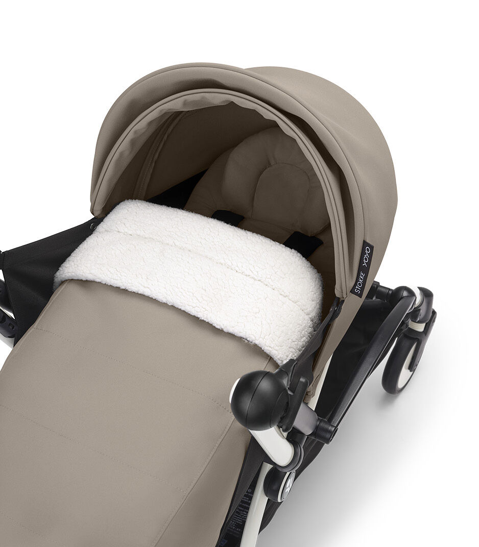 Stokke® YOYO3® 0+ Taupe. White Frame. Headrest detail. galery image 4